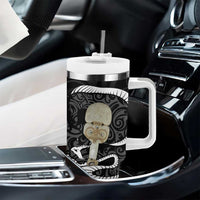 Black New Zealand Eel Tumbler With Handle Aotearoa Maori Tuna With Kotiate Weapon LT14 - Polynesian Pride