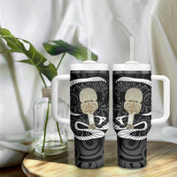 Black New Zealand Eel Tumbler With Handle Aotearoa Maori Tuna With Kotiate Weapon LT14 - Polynesian Pride