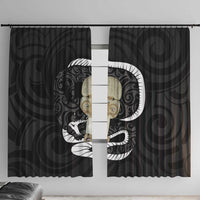 Black New Zealand Eel Window Curtain Aotearoa Maori Tuna With Kotiate Weapon LT14 With Hooks Black - Polynesian Pride