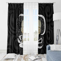 Black New Zealand Eel Window Curtain Aotearoa Maori Tuna With Kotiate Weapon LT14 - Polynesian Pride