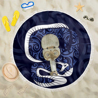 Blue New Zealand Eel Beach Blanket Aotearoa Maori Tuna With Kotiate Weapon LT14 One Size 150cm Blue - Polynesian Pride