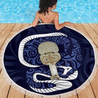 Blue New Zealand Eel Beach Blanket Aotearoa Maori Tuna With Kotiate Weapon LT14 - Polynesian Pride