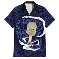 Blue New Zealand Eel Family Matching Summer Maxi Dress and Hawaiian Shirt Aotearoa Maori Tuna With Kotiate Weapon