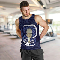 Blue New Zealand Eel Men Tank Top Aotearoa Maori Tuna With Kotiate Weapon LT14 Blue - Polynesian Pride