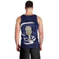 Blue New Zealand Eel Men Tank Top Aotearoa Maori Tuna With Kotiate Weapon LT14 - Polynesian Pride