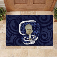Blue New Zealand Eel Rubber Doormat Aotearoa Maori Tuna With Kotiate Weapon LT14 Blue - Polynesian Pride