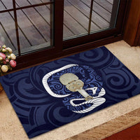 Blue New Zealand Eel Rubber Doormat Aotearoa Maori Tuna With Kotiate Weapon LT14 - Polynesian Pride