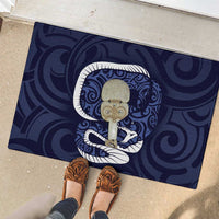Blue New Zealand Eel Rubber Doormat Aotearoa Maori Tuna With Kotiate Weapon LT14 - Polynesian Pride
