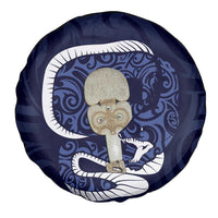 Blue New Zealand Eel Spare Tire Cover Aotearoa Maori Tuna With Kotiate Weapon LT14 - Polynesian Pride
