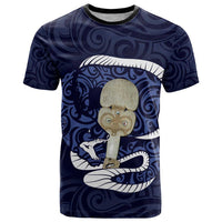 Blue New Zealand Eel T Shirt Aotearoa Maori Tuna With Kotiate Weapon LT14 Blue - Polynesian Pride
