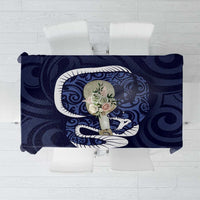 Blue New Zealand Eel Tablecloth Aotearoa Maori Tuna With Kotiate Weapon LT14 Blue - Polynesian Pride