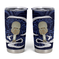 Blue New Zealand Eel Tumbler Cup Aotearoa Maori Tuna With Kotiate Weapon LT14 Blue - Polynesian Pride