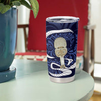 Blue New Zealand Eel Tumbler Cup Aotearoa Maori Tuna With Kotiate Weapon LT14 - Polynesian Pride
