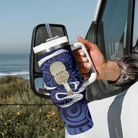 Blue New Zealand Eel Tumbler With Handle Aotearoa Maori Tuna With Kotiate Weapon LT14 - Polynesian Pride