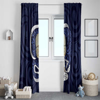 Blue New Zealand Eel Window Curtain Aotearoa Maori Tuna With Kotiate Weapon LT14 - Polynesian Pride