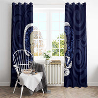 Blue New Zealand Eel Window Curtain Aotearoa Maori Tuna With Kotiate Weapon LT14 - Polynesian Pride
