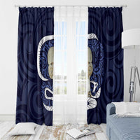Blue New Zealand Eel Window Curtain Aotearoa Maori Tuna With Kotiate Weapon LT14 - Polynesian Pride