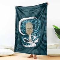 Turquoise New Zealand Eel Blanket Aotearoa Maori Tuna With Kotiate Weapon LT14 - Polynesian Pride