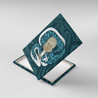 Turquoise New Zealand Eel Canvas Wall Art Aotearoa Maori Tuna With Kotiate Weapon LT14 With Frame Turquoise - Polynesian Pride