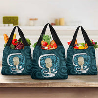 Turquoise New Zealand Eel Grocery Bag Aotearoa Maori Tuna With Kotiate Weapon LT14 3-pack One Size Turquoise - Polynesian Pride