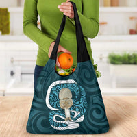 Turquoise New Zealand Eel Grocery Bag Aotearoa Maori Tuna With Kotiate Weapon LT14 - Polynesian Pride