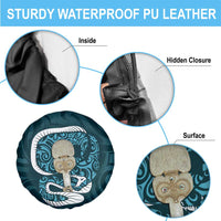 Turquoise New Zealand Eel Spare Tire Cover Aotearoa Maori Tuna With Kotiate Weapon LT14 - Polynesian Pride
