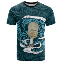 Turquoise New Zealand Eel T Shirt Aotearoa Maori Tuna With Kotiate Weapon LT14 Turquoise - Polynesian Pride