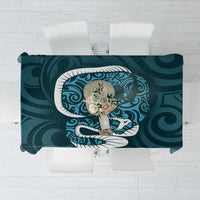 Turquoise New Zealand Eel Tablecloth Aotearoa Maori Tuna With Kotiate Weapon LT14 Turquoise - Polynesian Pride