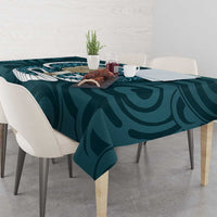 Turquoise New Zealand Eel Tablecloth Aotearoa Maori Tuna With Kotiate Weapon LT14 - Polynesian Pride