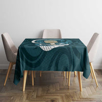 Turquoise New Zealand Eel Tablecloth Aotearoa Maori Tuna With Kotiate Weapon LT14 - Polynesian Pride