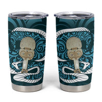 Turquoise New Zealand Eel Tumbler Cup Aotearoa Maori Tuna With Kotiate Weapon LT14 Turquoise - Polynesian Pride