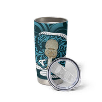 Turquoise New Zealand Eel Tumbler Cup Aotearoa Maori Tuna With Kotiate Weapon LT14 - Polynesian Pride
