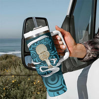 Turquoise New Zealand Eel Tumbler With Handle Aotearoa Maori Tuna With Kotiate Weapon LT14 - Polynesian Pride