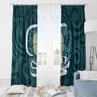 Turquoise New Zealand Eel Window Curtain Aotearoa Maori Tuna With Kotiate Weapon LT14 - Polynesian Pride