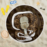 Gold New Zealand Eel Beach Blanket Aotearoa Maori Tuna With Kotiate Weapon LT14 One Size 150cm Gold - Polynesian Pride