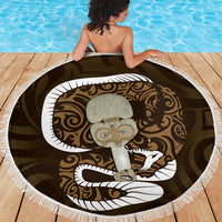 Gold New Zealand Eel Beach Blanket Aotearoa Maori Tuna With Kotiate Weapon LT14 - Polynesian Pride