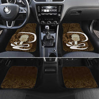 Gold New Zealand Eel Car Mats Aotearoa Maori Tuna With Kotiate Weapon LT14 Set 4pcs Gold - Polynesian Pride