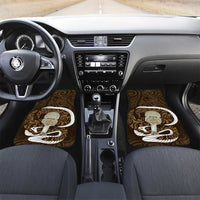 Gold New Zealand Eel Car Mats Aotearoa Maori Tuna With Kotiate Weapon LT14 Set 2pcs - Front Gold - Polynesian Pride