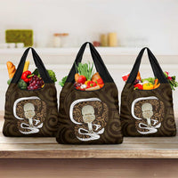 Gold New Zealand Eel Grocery Bag Aotearoa Maori Tuna With Kotiate Weapon LT14 3-pack One Size Gold - Polynesian Pride