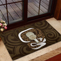 Gold New Zealand Eel Rubber Doormat Aotearoa Maori Tuna With Kotiate Weapon LT14 - Polynesian Pride