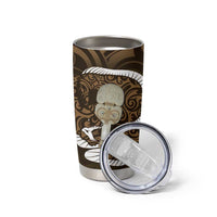 Gold New Zealand Eel Tumbler Cup Aotearoa Maori Tuna With Kotiate Weapon LT14 - Polynesian Pride