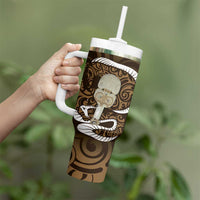 Gold New Zealand Eel Tumbler With Handle Aotearoa Maori Tuna With Kotiate Weapon LT14 - Polynesian Pride