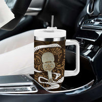 Gold New Zealand Eel Tumbler With Handle Aotearoa Maori Tuna With Kotiate Weapon LT14 - Polynesian Pride
