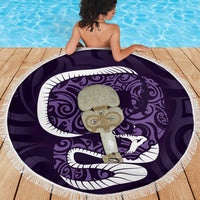 Purple New Zealand Eel Beach Blanket Aotearoa Maori Tuna With Kotiate Weapon LT14 - Polynesian Pride