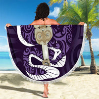 Purple New Zealand Eel Beach Blanket Aotearoa Maori Tuna With Kotiate Weapon LT14 - Polynesian Pride