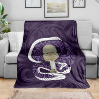 Purple New Zealand Eel Blanket Aotearoa Maori Tuna With Kotiate Weapon LT14 - Polynesian Pride