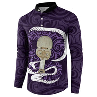Purple New Zealand Eel Button Sweatshirt Aotearoa Maori Tuna With Kotiate Weapon LT14 - Polynesian Pride