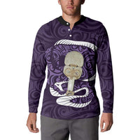 Purple New Zealand Eel Button Sweatshirt Aotearoa Maori Tuna With Kotiate Weapon LT14 - Polynesian Pride