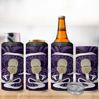 Purple New Zealand Eel Can Cooler Tumbler Aotearoa Maori Tuna With Kotiate Weapon