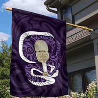 Purple New Zealand Eel Garden Flag Aotearoa Maori Tuna With Kotiate Weapon LT14 - Polynesian Pride